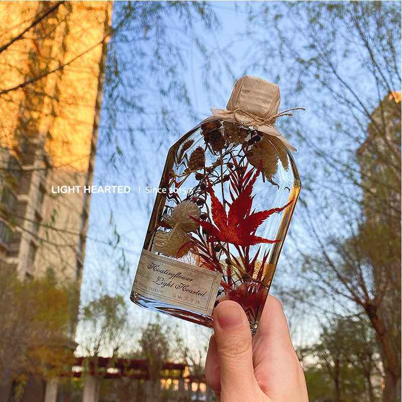 干花浮游花瓶永生花植物标本枫叶花束女生生日七夕教师节日礼物