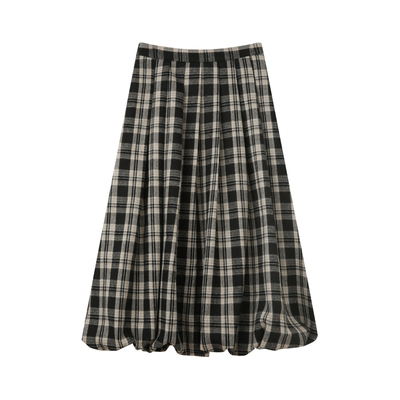 灰色花苞裙毛呢半身裙