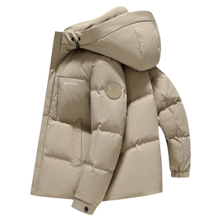 鸭鸭中老年羽绒服男加厚2025新款爸爸冬装外套短款可拆帽保暖外套