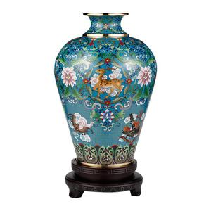 北京景泰蓝花瓶摆件鹤鹿