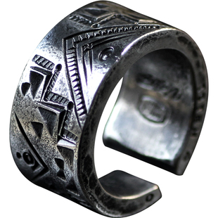 跋折罗VAJRA原创 图腾-梯田 手工錾刻纯银戒指复古潮流印第安银饰