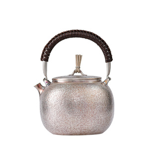 银壶999纯银烧水壶纯手工一张打煮泡茶壶高端把手防烫复古煮水壶