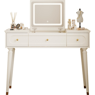 法式翻盖梳妆台小户型2025年新款奶油风卧室化妆桌美式小型化妆台