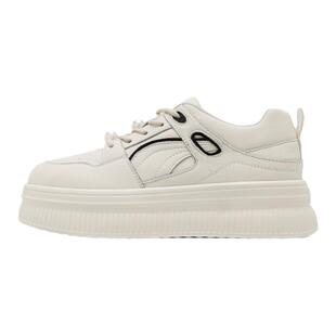 奥康女鞋 秋季新款韩版厚底百搭厚底小白鞋圆头时尚女款板鞋