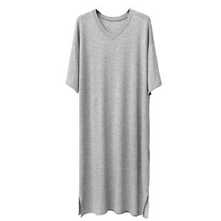 男士睡裙莫代尔睡袍大码浴袍春夏薄款V领晨袍连体睡衣长袍家居服