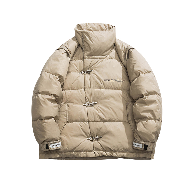 橘子树在哪儿袖子可拆卸两穿羽绒服女冬小众设计感立领面包服外套