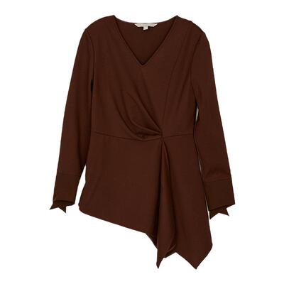 墨蒂珂长袖V领不规则摆上衣