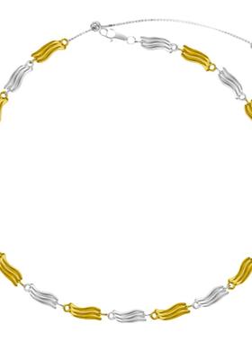 水波纹金银拼色锁骨链