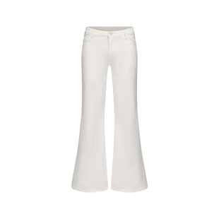 李李服饰加绒白色毛边高腰弹力修身显瘦高修身冬季微喇叭牛仔裤女