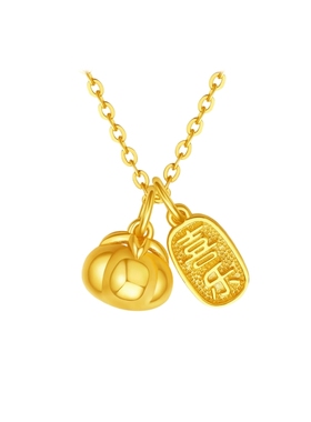 周六福喜柿盈欢项链女S925银链坠轻奢小众送女友新年礼物