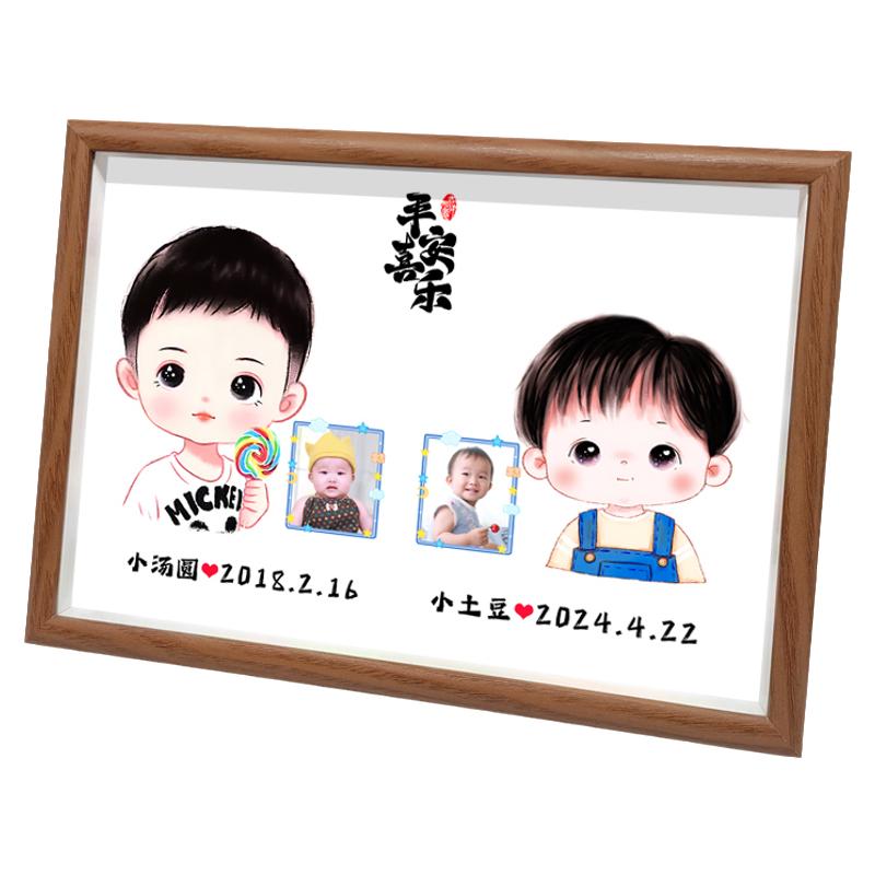 照片胎发纪念品制作婴儿宝宝胎毛自制收藏保存双胞胎胎毛画相框