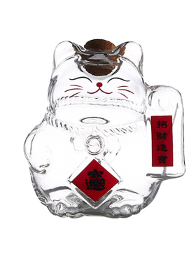 金豆豆招财猫咪存钱罐收纳瓶玻璃