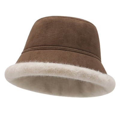 帽子女加绒加厚双面戴渔夫帽