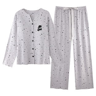 芬腾可安睡衣女款2026冬高级感纯棉女士长袖清丽家居服套装春秋季