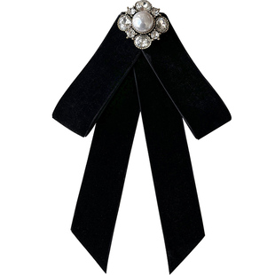 丝绒蝴蝶结胸针女衬衫jk装饰气质高级感别针衬衣毛衣黑色领结配饰