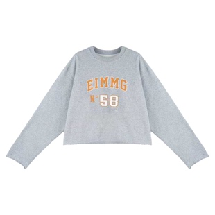 MISSKO可可欢姐春季新款四季百搭重磅洗水毛边慵懒风套头卫衣上衣