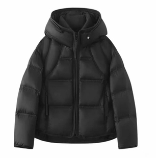 雅鹿云朵泡芙羽绒服女短款连帽90%白鸭绒加厚面包服冬季外套