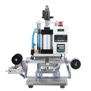 卡匠WT-QS100气动烫金机小型热压机皮革纸张LOGO烫印机ABS塑料PVC膜压标机自动收卷烫金纸压印机木头烙印机