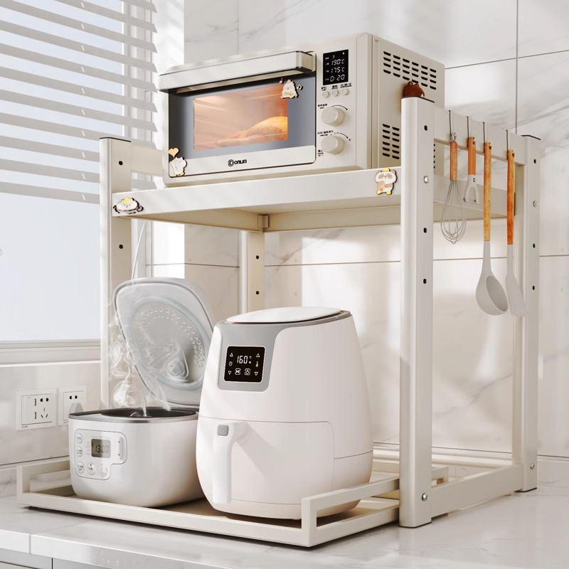 微波炉置物架抽拉式厨房电饭锅架子台面多功能电器烤箱收纳层架