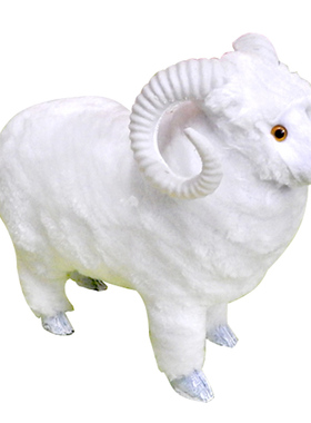 会叫仿真绵羊模型动物标本超市装饰风水摆件大小号毛绒玩具玩偶羊