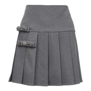 t区绫致VeroModa半身裙25春夏高腰百褶裙短裙学院风格纹