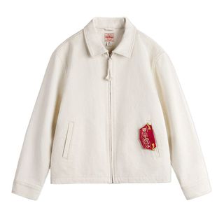 马登工装美式白色IKE教练夹克翻领重磅纯棉正肩帆布短款外套男春