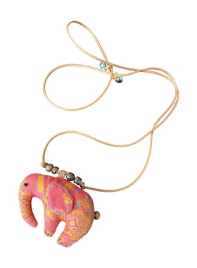 马上有钱国风项链东方美学真丝宋锦蜀锦小象手作精致伴手礼挂件饰