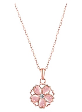 儿童樱花之恋粉钻花朵手链项链