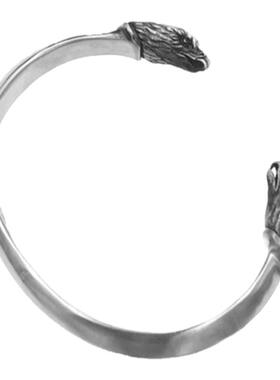 渡鸦原创印第安纯银手工鹰头手镯