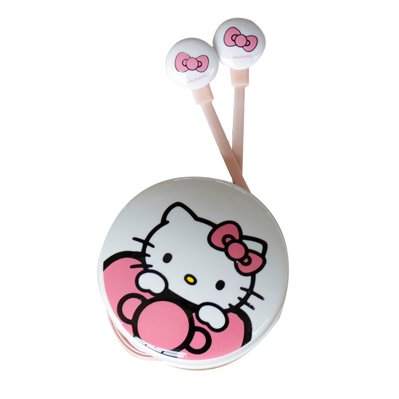 创意hello kitty耳机可爱卡通音乐带麦通用女生K歌少女心学生有线