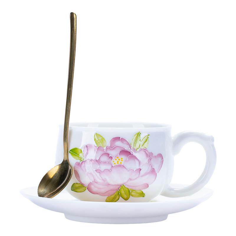 钰铨龙门羊脂玉瓷釉下彩咖啡杯