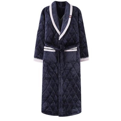 芬腾正品加厚珊瑚绒夹棉睡袍男士