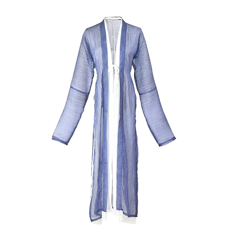 蓝白褙子穿法风传统汉服扶摇同款