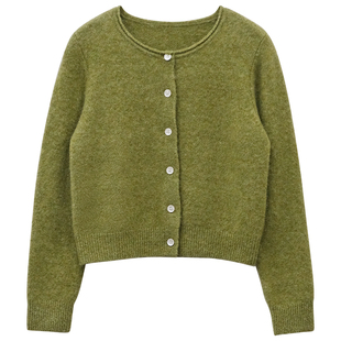 一三良品小个子 基础圆领百搭纽扣简约长袖羊毛衣开衫针织衫外套