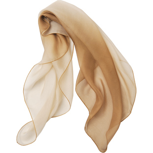 【微瑕】100%桑蚕丝咖裸渐变真丝小方巾女士高档春秋薄款丝巾围巾