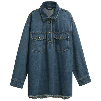 COCOBELLA水洗毛边牛仔衬衫