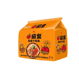 统一 茄皇番茄牛肉面126g*5袋/包方便面网红泡面酸甜鲜美
