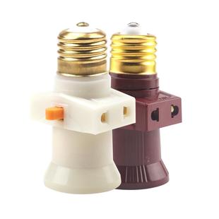 纯铜件E27带开关插座双分火螺旋灯口宿舍螺口灯座转换器多用灯头