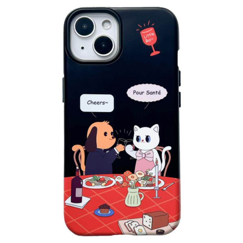 白小白原创苹果17promax手机壳iPhone16pro韩国菲林15pro猫14p狗圣诞新年15圆边磨砂二合一苹果13
