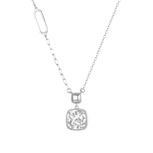 戴银坊小方糖纯银项链女足银吊坠长项链轻奢珠宝毛衣链高级感礼物