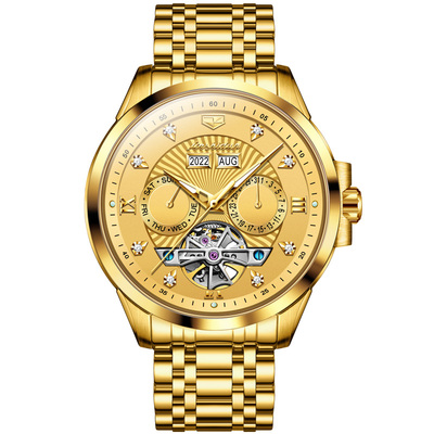 瑞士金表镂空陀飞轮机械名表