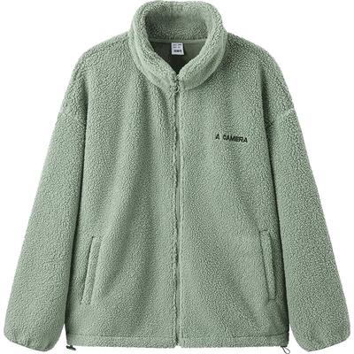 森马毛绒外套时尚撞色绣花夹克男