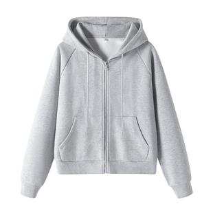 KMV真维斯拉链短款开衫连帽卫衣女春季2026新款洋气独特别致外套