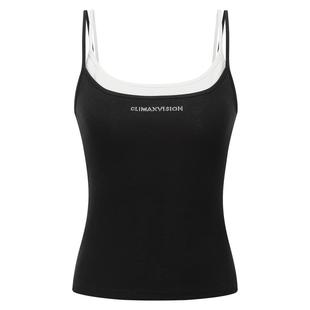 CLIMAX VISION凉爽冰感遮副乳辣妹烫钻U领撞色叠穿假两件吊带背心