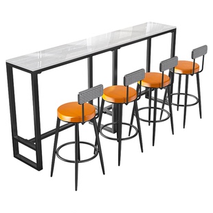 轻奢岩板大理石吧台商用网红奶茶店高脚家用客厅隔断阳台长条桌椅