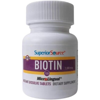 现货美国Superior Source生物素维生素B7防脱1000mcg100粒