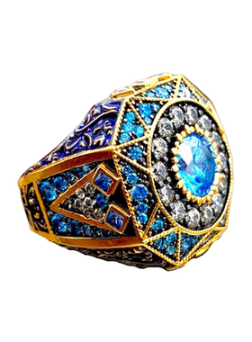 土耳其复古海蓝宝925银戒指