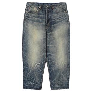 TIRES 24AW日产牛仔直筒长裤 泥染油污水洗单宁赤耳 廓形宽松