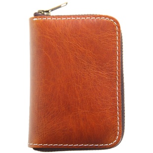 手工复古植鞣皮小钱包男士头层牛皮拉链短款硬币零钱包真皮小卡包