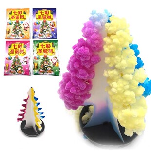 儿时记忆怀旧 七彩圣诞魔法树神奇纸树开花玩具结晶雪花树圣诞树